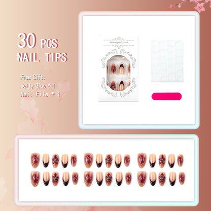 Dekoratives 3D-Florales Press-On-Nagelkunst-Set