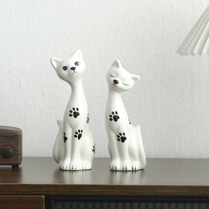 Verspieltes Keramikkatzenfiguren-Set Brehn