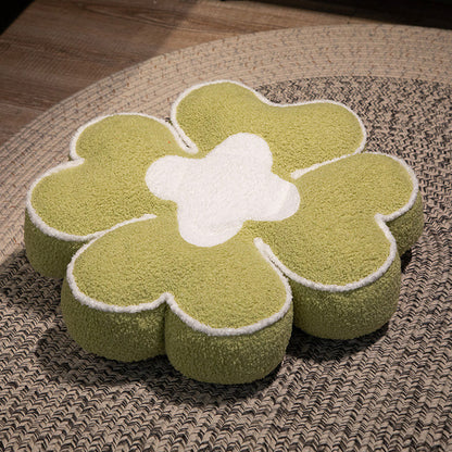 Gepolstertes Sitzkissen in Blumenform mit Kunstleder‑Mittelstück und flauschiger Randpolsterung