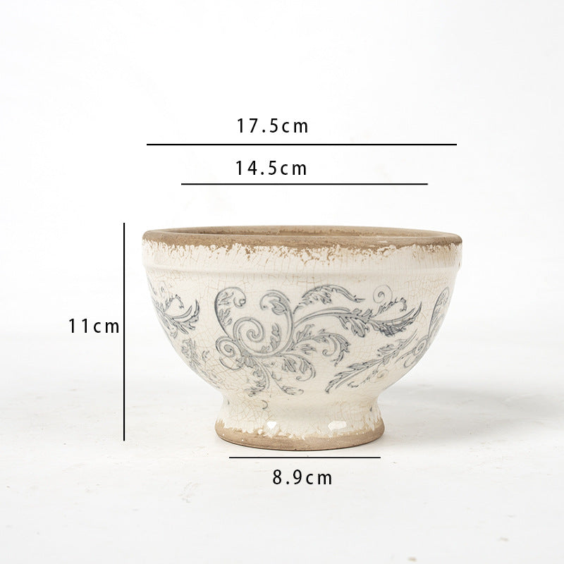 Florale Keramik Pflanzgefäß Brehn