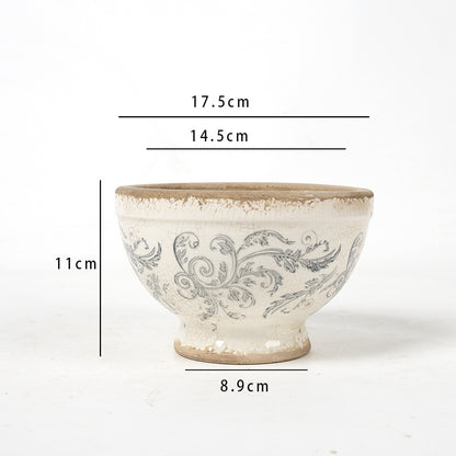 Florale Keramik Pflanzgefäß Brehn