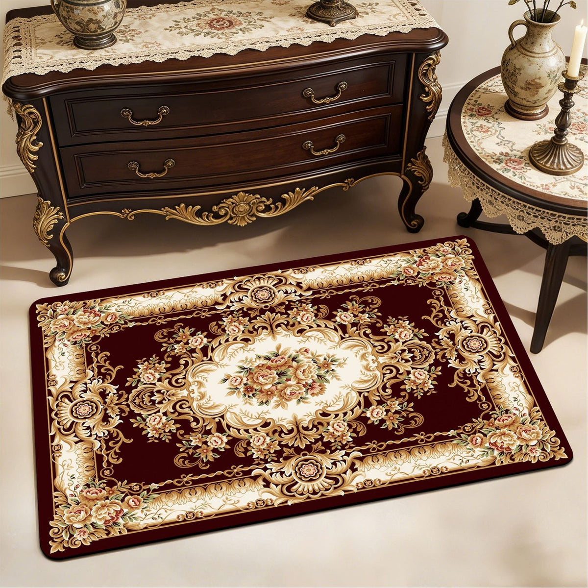 Vintage Floral Design Badematte Brehn