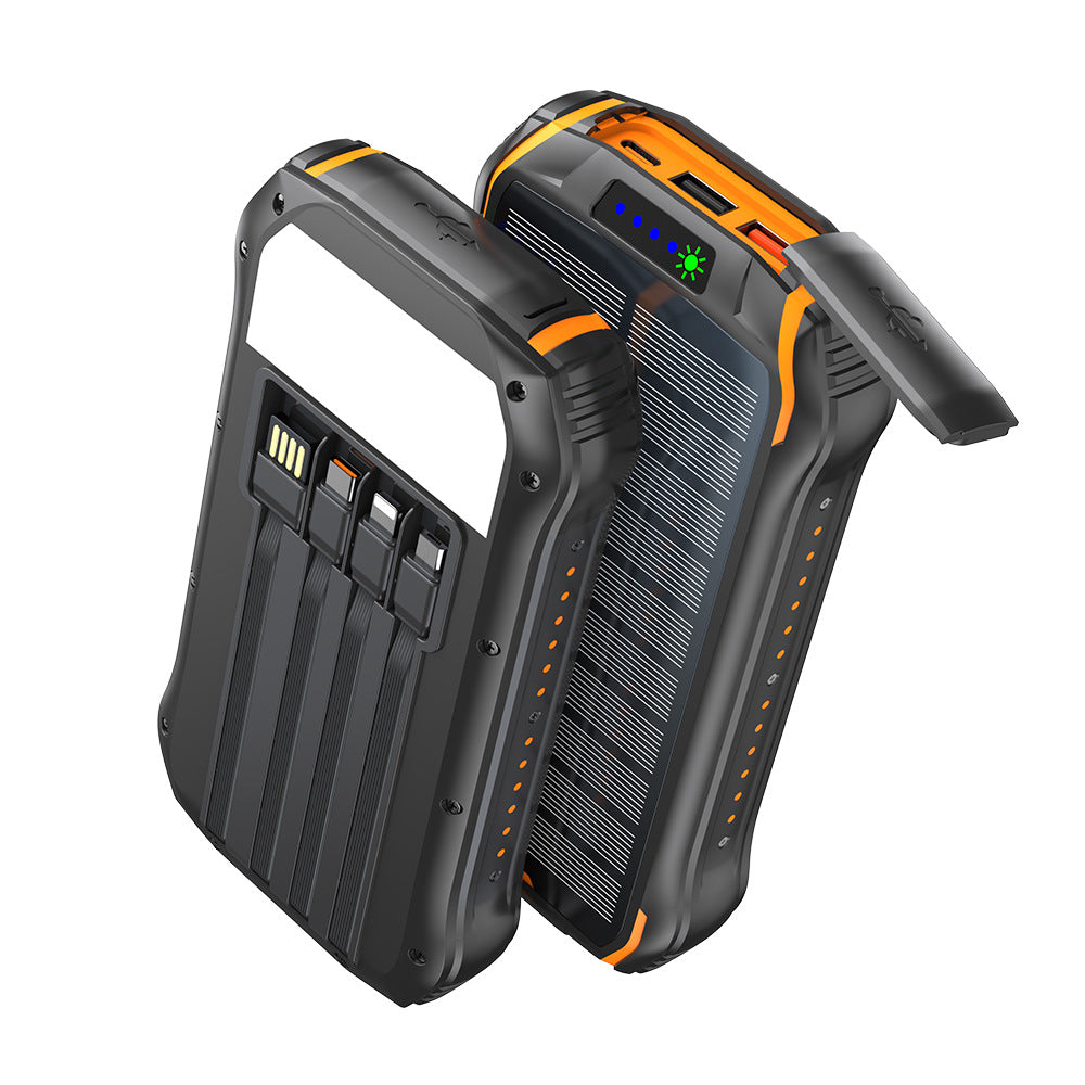 Robuste Solar-Powerbank mit Schnellladefunktion und Integrierter Led-Lampe Brehn