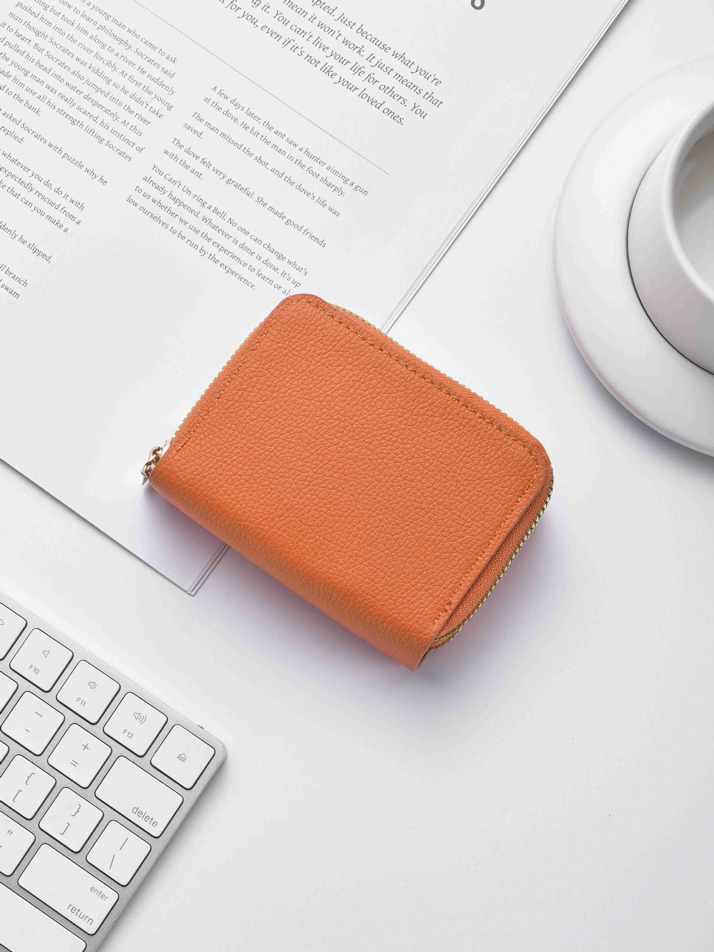 Stylische strukturiertes Leder-Reißverschluss-Brieftasche Brehn