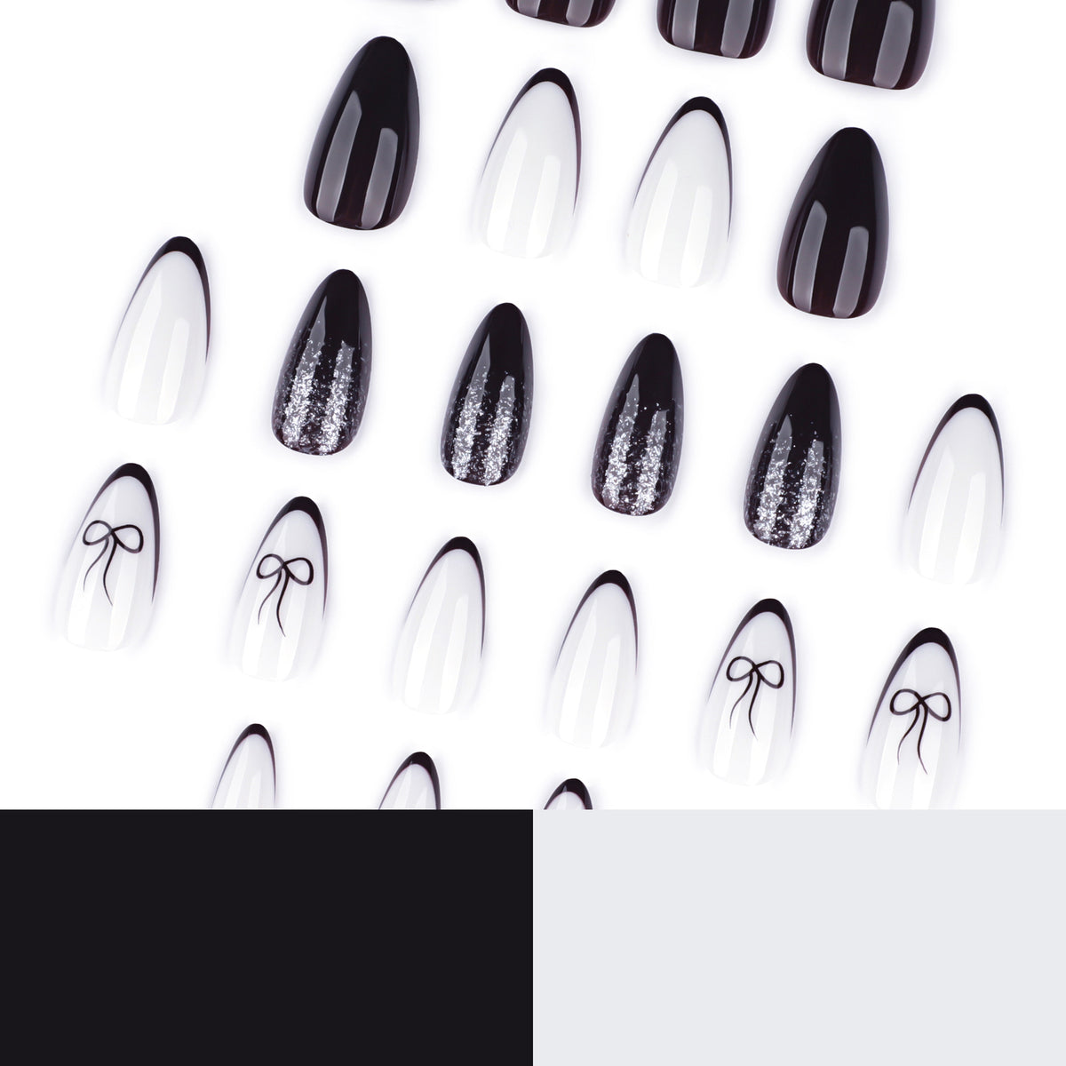 Kunstvolle Nagelkunst mit elegantem Schleifenmuster und Glitzer akzenten Brehn
