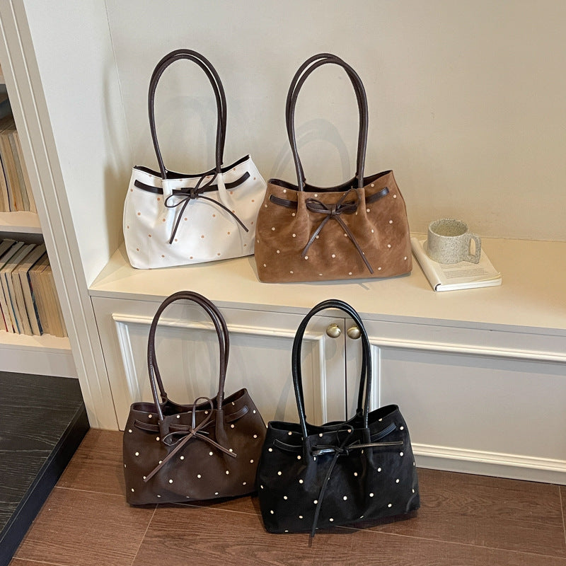 Elegante Wildleder Tote Tasche mit Schleifen-Detail