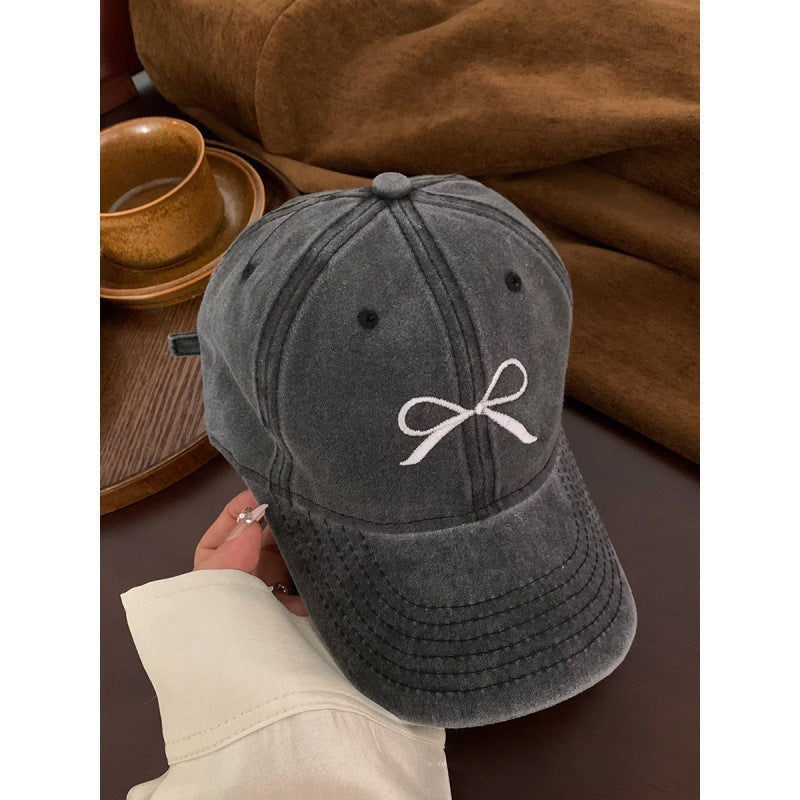 Damen Bestickte Schleifen-Detail Verstellbare Baseballmütze Brehn