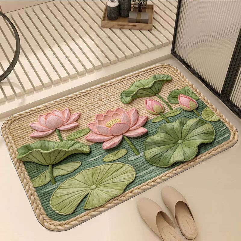 Florales Patchwork-Badezimmermatte Brehn