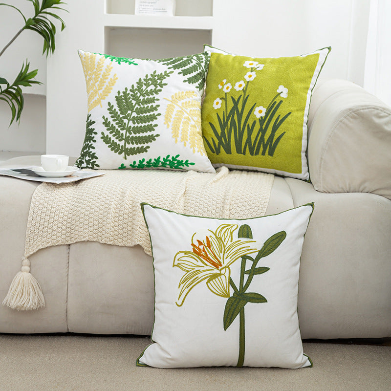 Damen Dekorative Kissenhülle mit feiner Blumenstickerei Brehn