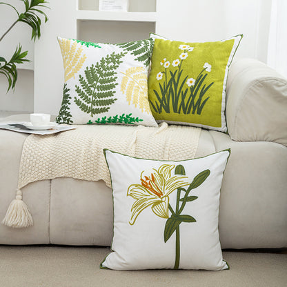 Damen Dekorative Kissenhülle mit feiner Blumenstickerei Brehn