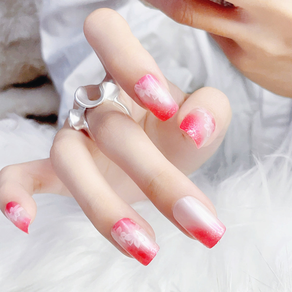 Ombre Glitzer Druck-Nagelset