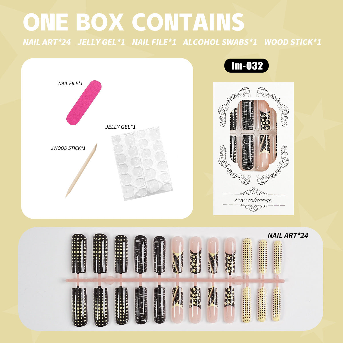 Elegantes Press-On Nagelkunst-Kit