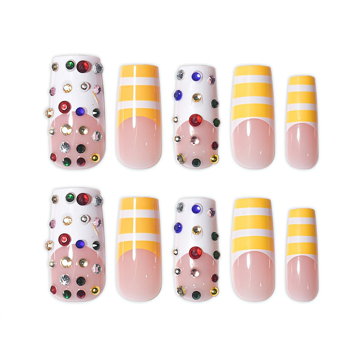 Dekoratives langes Press-On-Nagelset Brehn