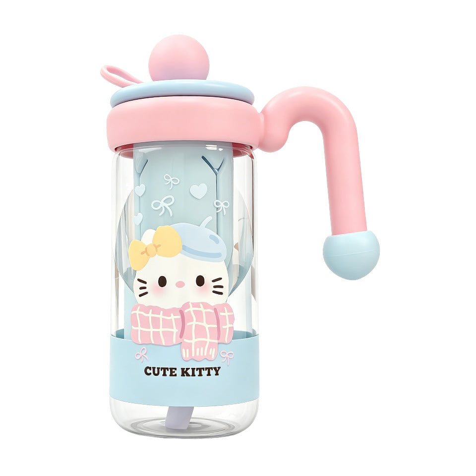 Damen Trinkflasche mit verspieltem Katzenmuster Brehn