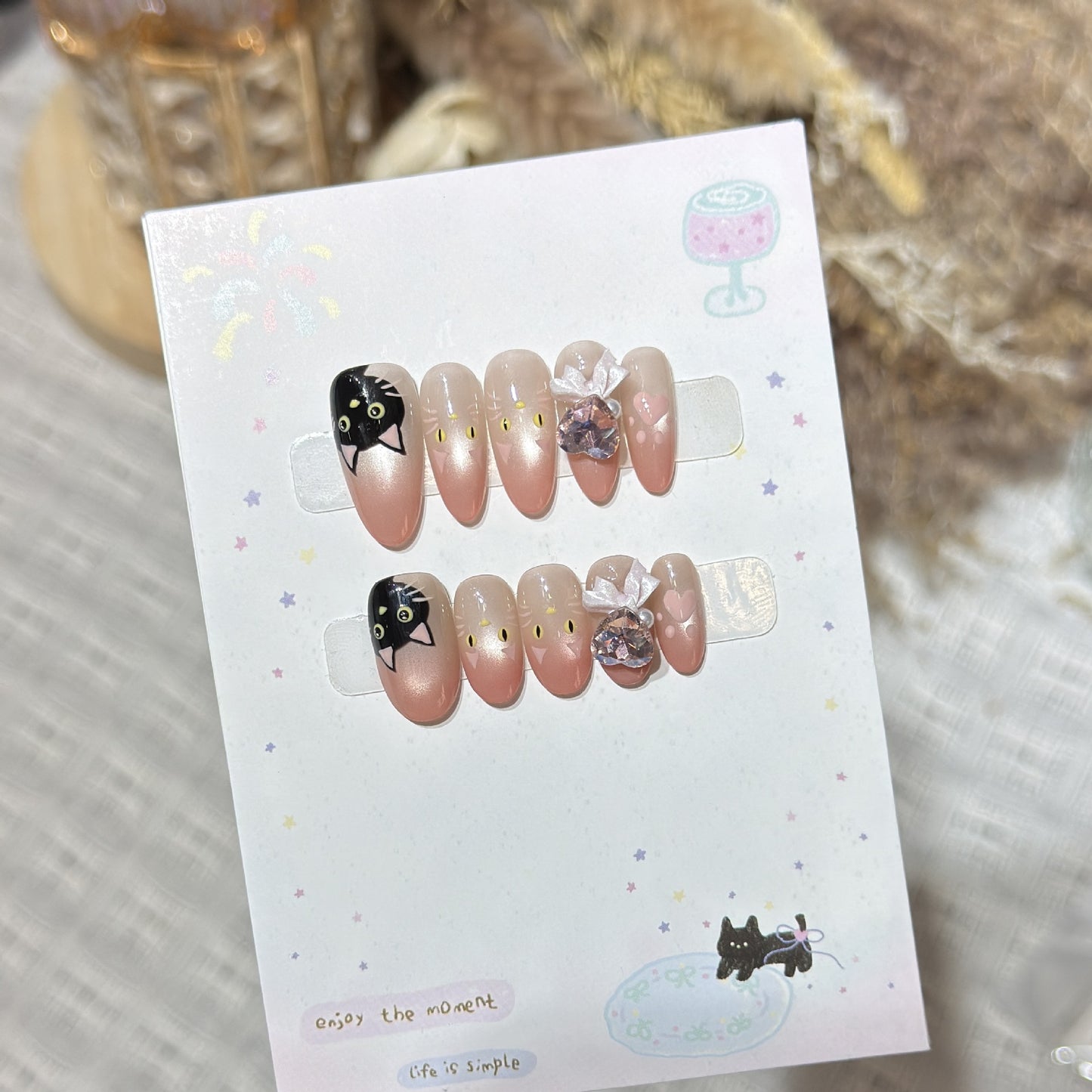 Verspieltes katzenbasiertes Press-On-Nagel-Set Brehn