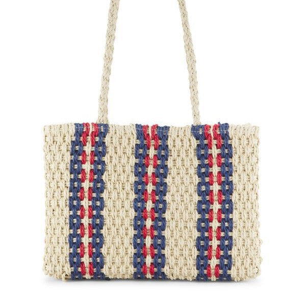Handtasche Aus Geflochtenem Naturmaterial mit Farbigen Akzenten Brehn