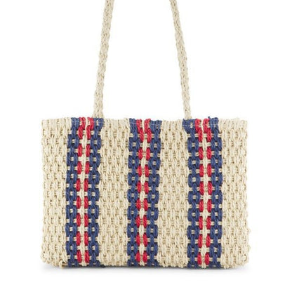 Handtasche Aus Geflochtenem Naturmaterial mit Farbigen Akzenten Brehn