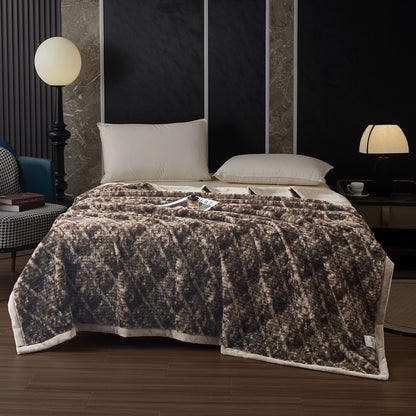 Plüsch-Mikrofaser-Fleece-Wurfdecke mit Silhouette-Blumenmuster