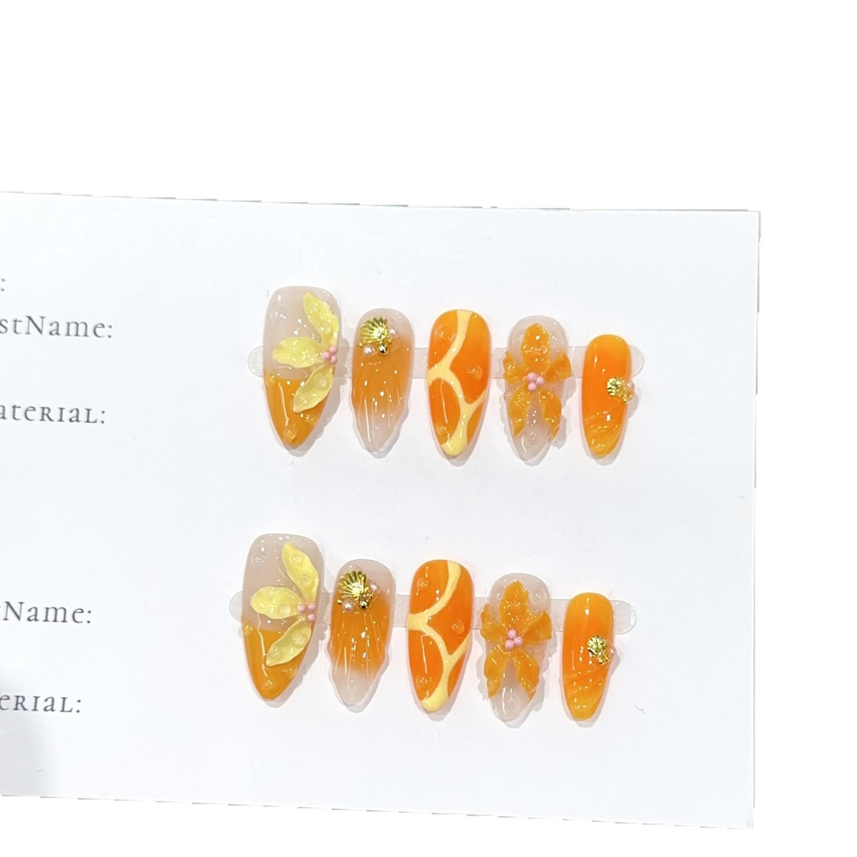Künstlerisches florales Design Press-On Nagelset