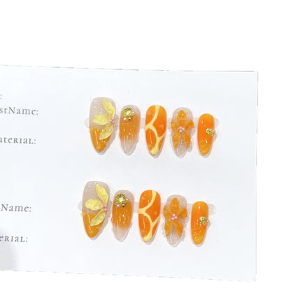 Künstlerisches florales Design Press-On Nagelset