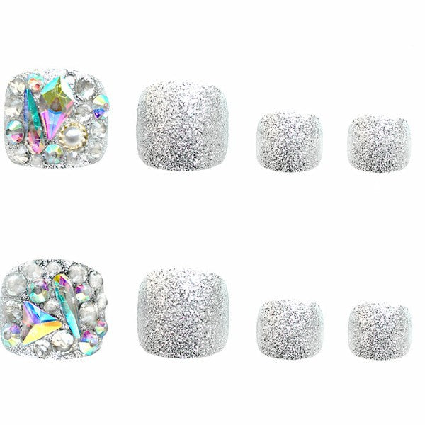 Funkelnde Strass Press-On Zehennägel Brehn