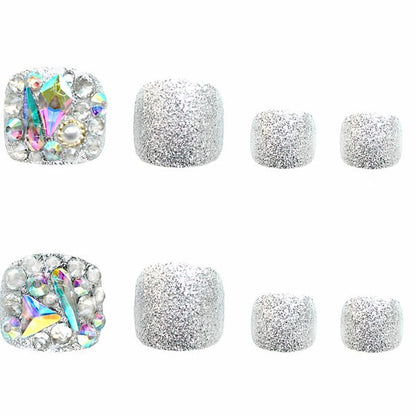 Funkelnde Strass Press-On Zehennägel Brehn