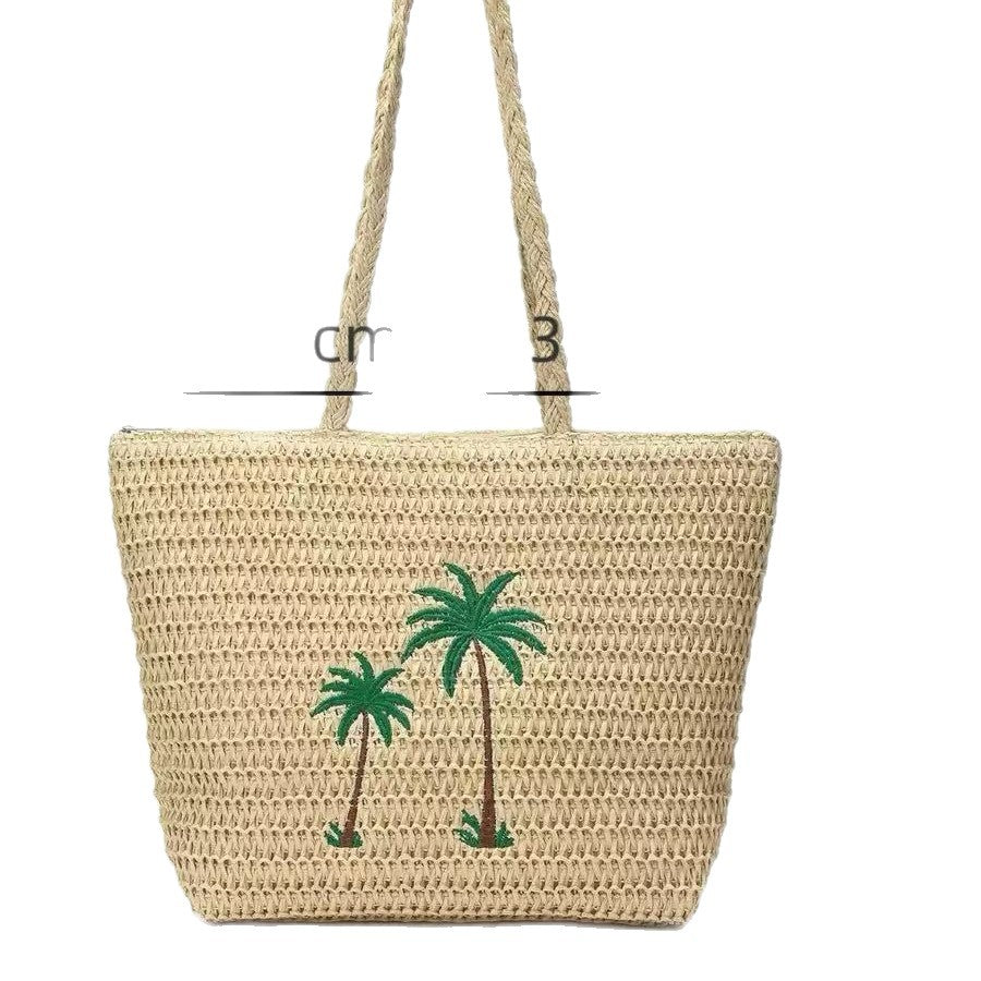 Sommerliche Korbtasche mit Palmenmuster Brehn
