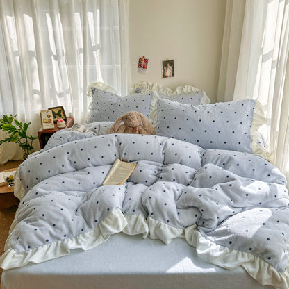Polka Dot Plüsch Bettwäsche Set
