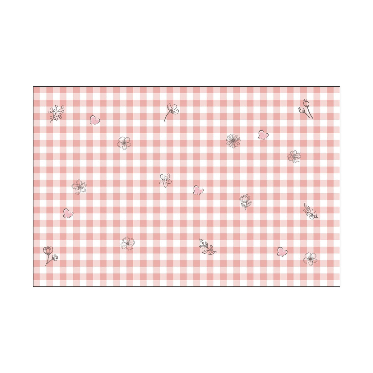 Waterproof Wipeable Gingham Rectangular Tablecloth with Playful Fruit Motifs