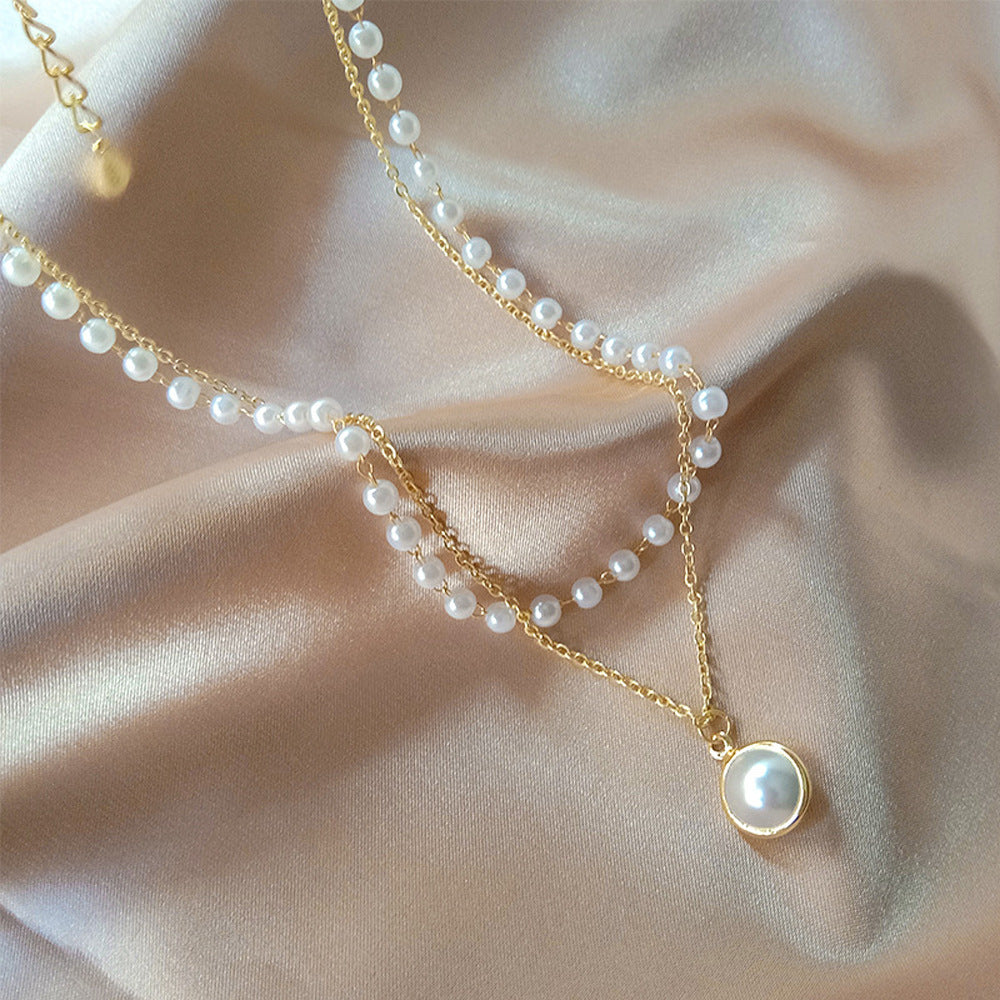 Elegante geschichtete Perlenkette Brehn