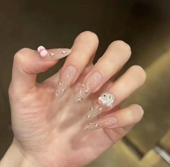 Elegante Lange Press-On Nägel Set mit Künstlerischen Spitzen Brehn