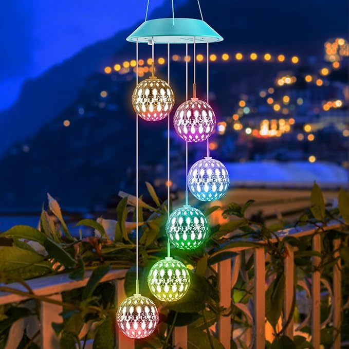 Solarbetriebene hängende Kolibri-LED-Windglocke mit farbwechselnden RGB-Acrylvögeln und wetterfestem Oberteil Brehn