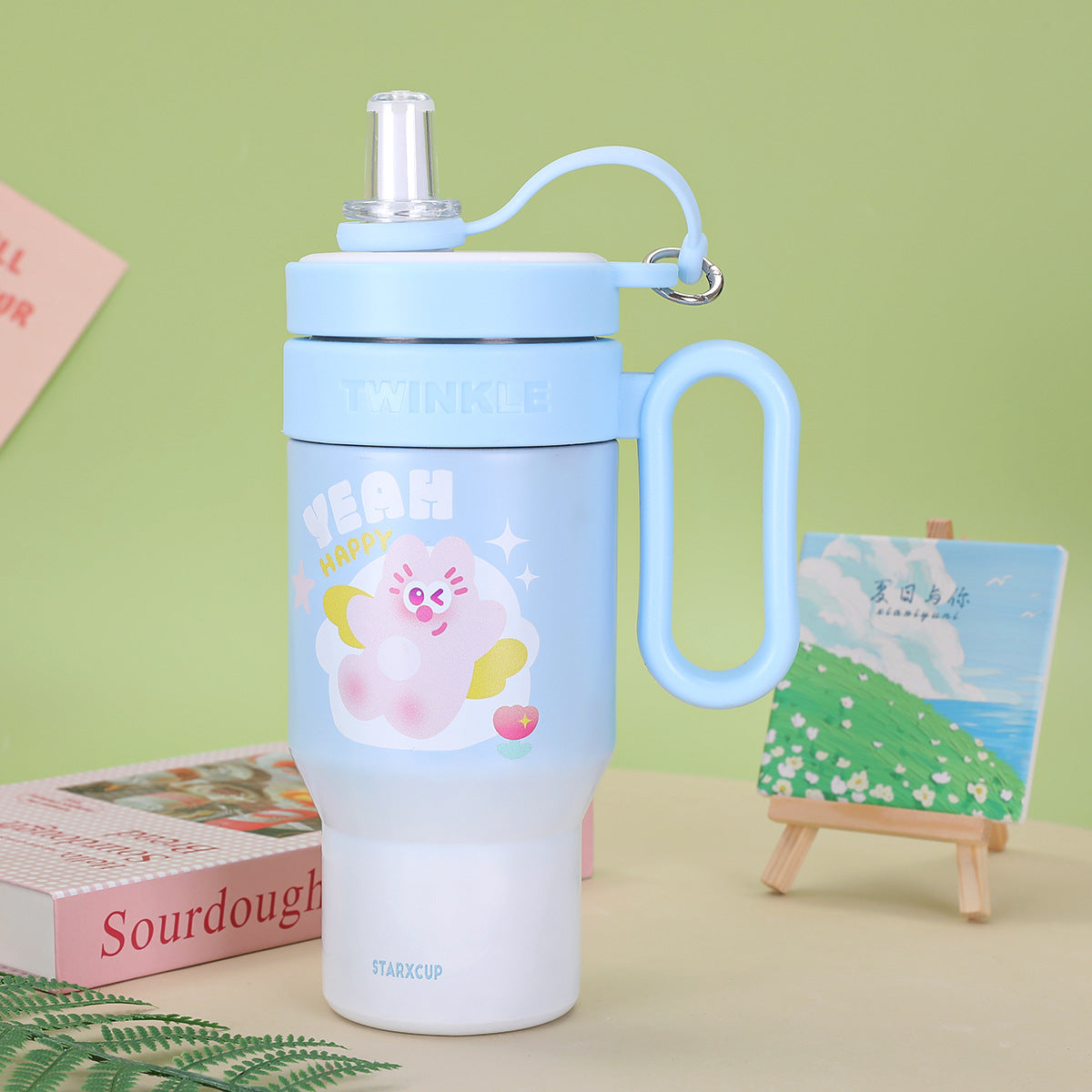 Damen kreative Isolierflasche mit Silikondeckel und Tragegriff Brehn