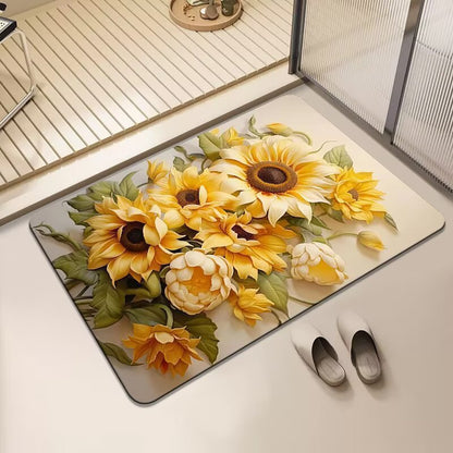 Florales Design rutschfester Badteppich
