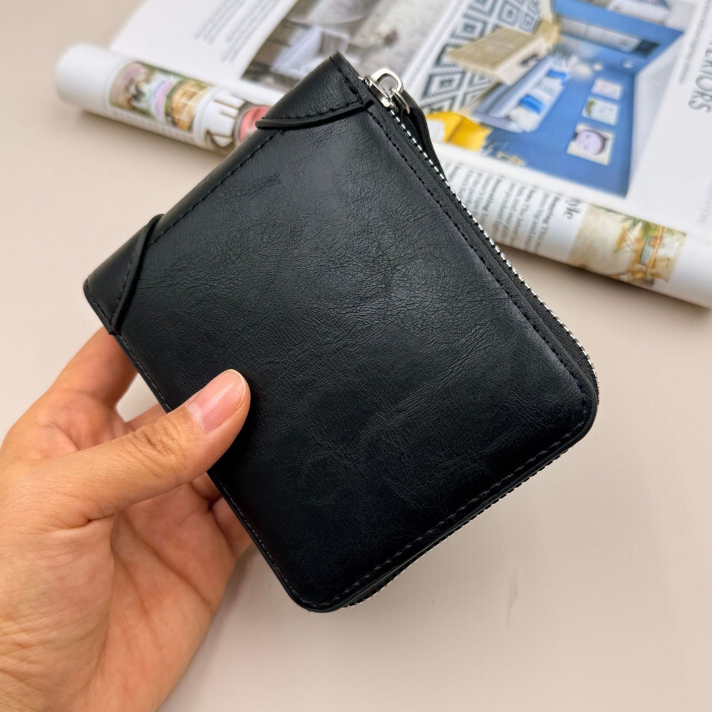 Leder Reißverschluss Geldbörse