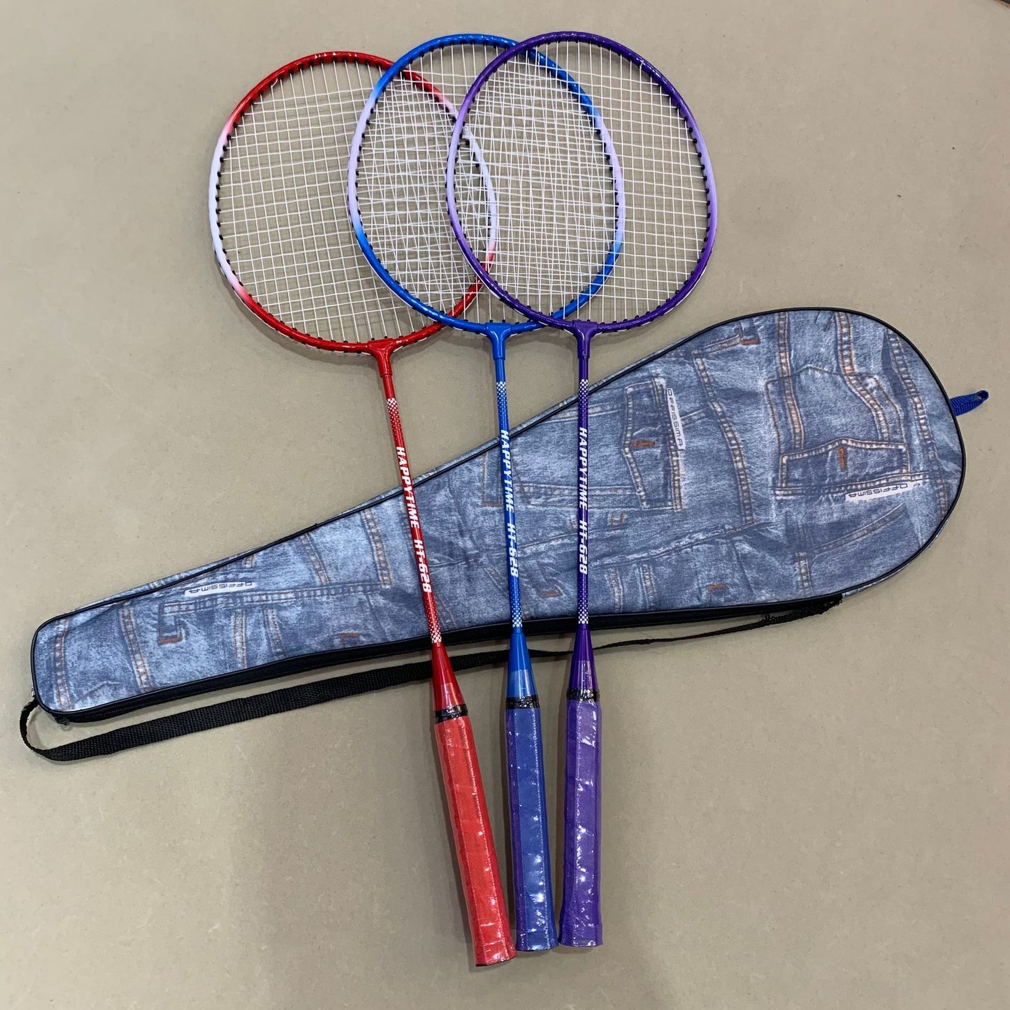 Badminton Schläger-Set mit Mehrfarbigen Rackets und Schutzhülle Brehn