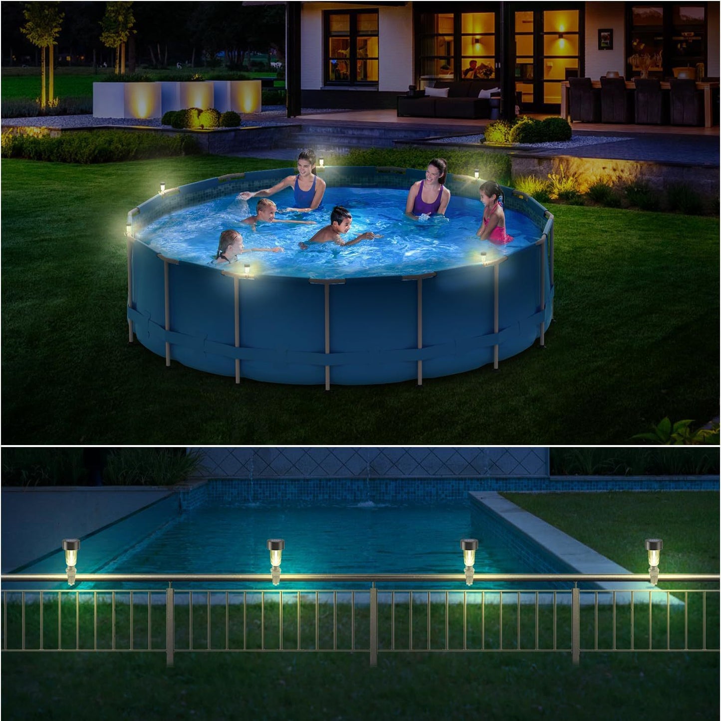 Solarbetriebene LED Clip-On oberirdische Poolrandlichter mit wasserdichten langlebigen Montagesockeln
