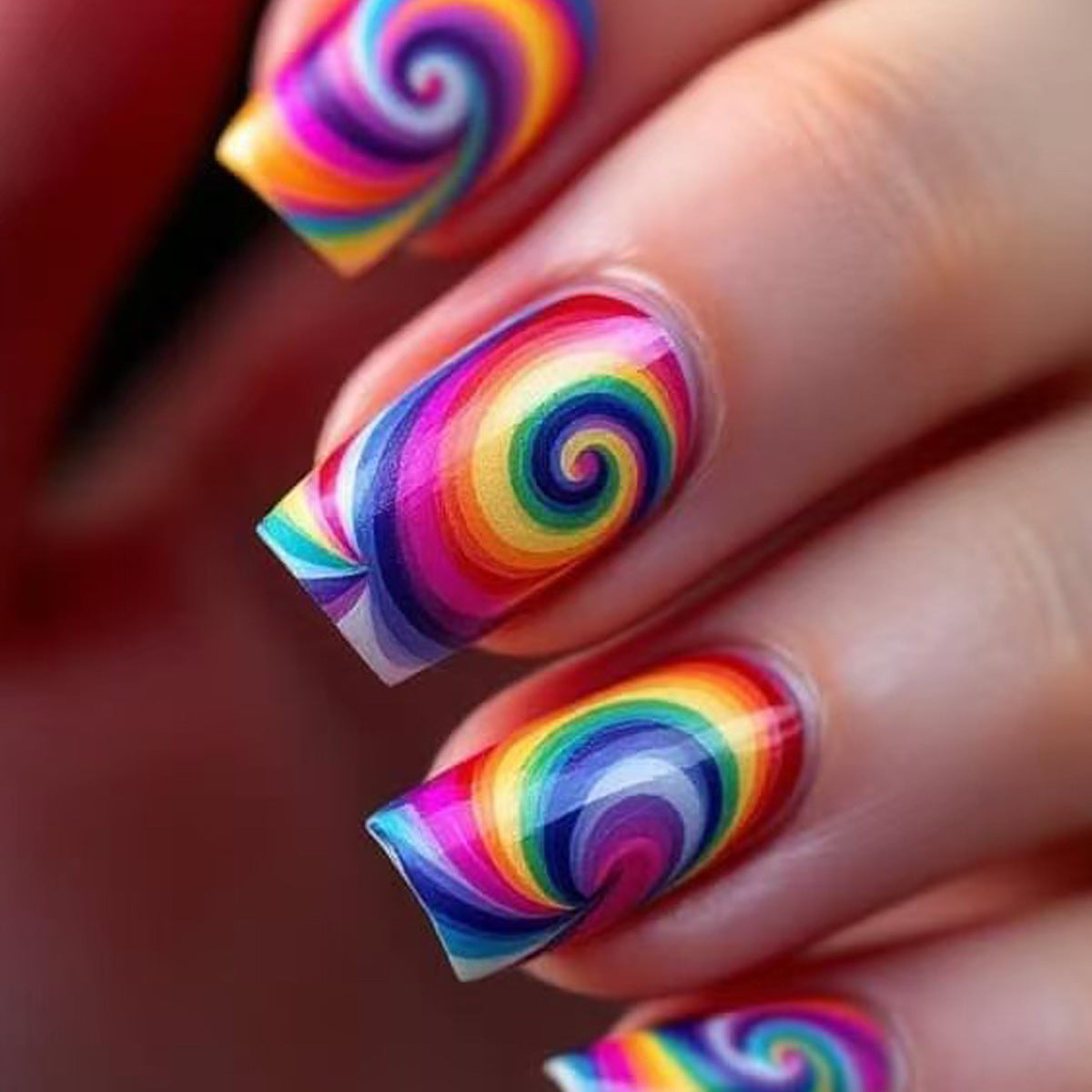 Kreative Kunstnägel mit Farbenfrohem Spiralmuster Brehn