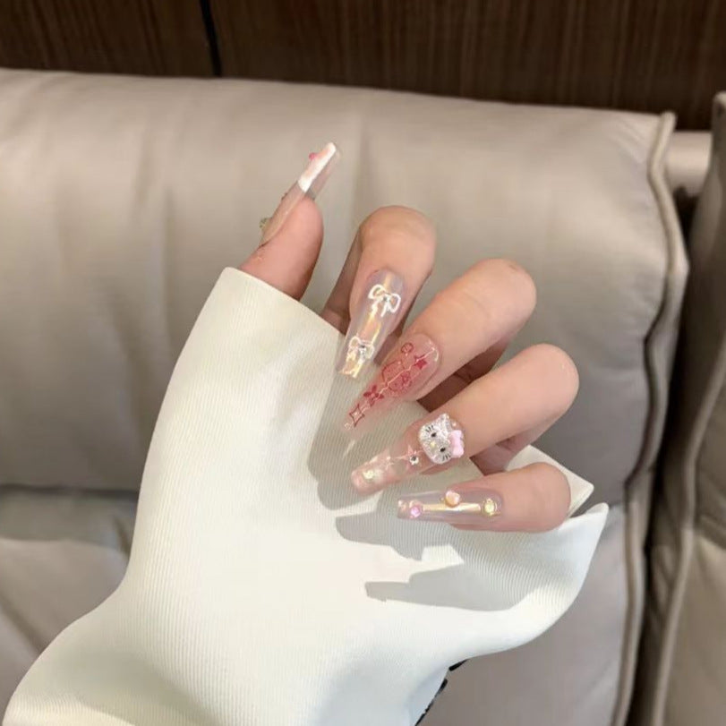 Elegante Stiletto-Press-On-Nägel mit floralem Design Brehn