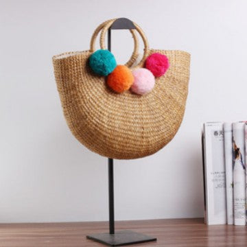 Handgefertigte Basttasche mit Farbenfrohen Quasten Brehn