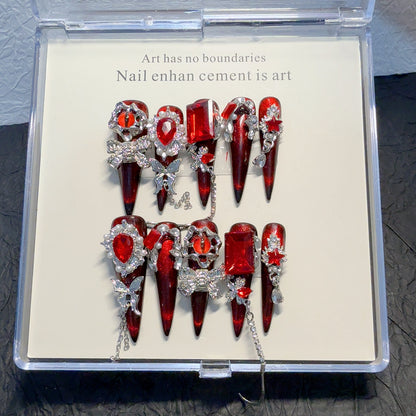 Glamouröse Künstlerische Strass Nagelverzierungen