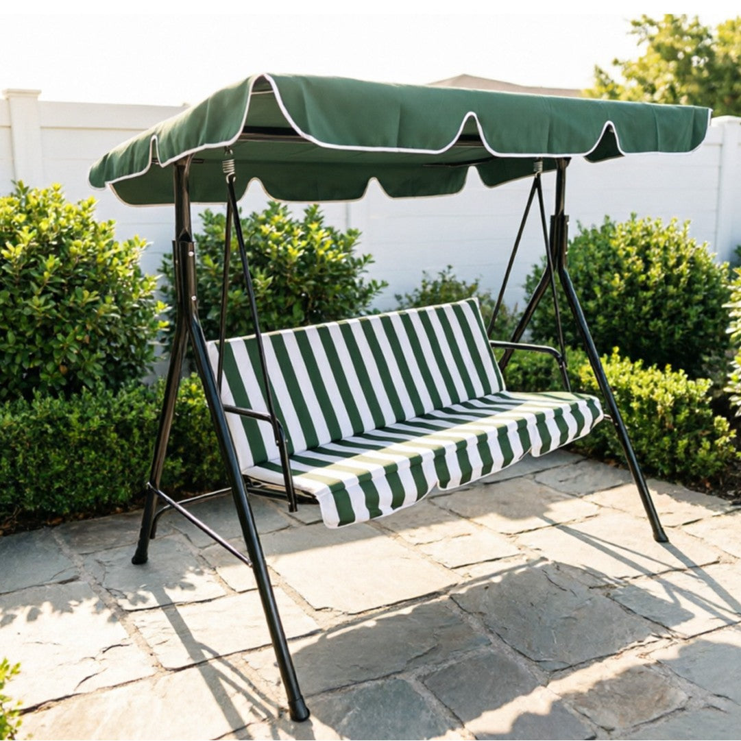 Geräumige Outdoor-Schaukelbank mit verstellbarem Sonnendach Brehn