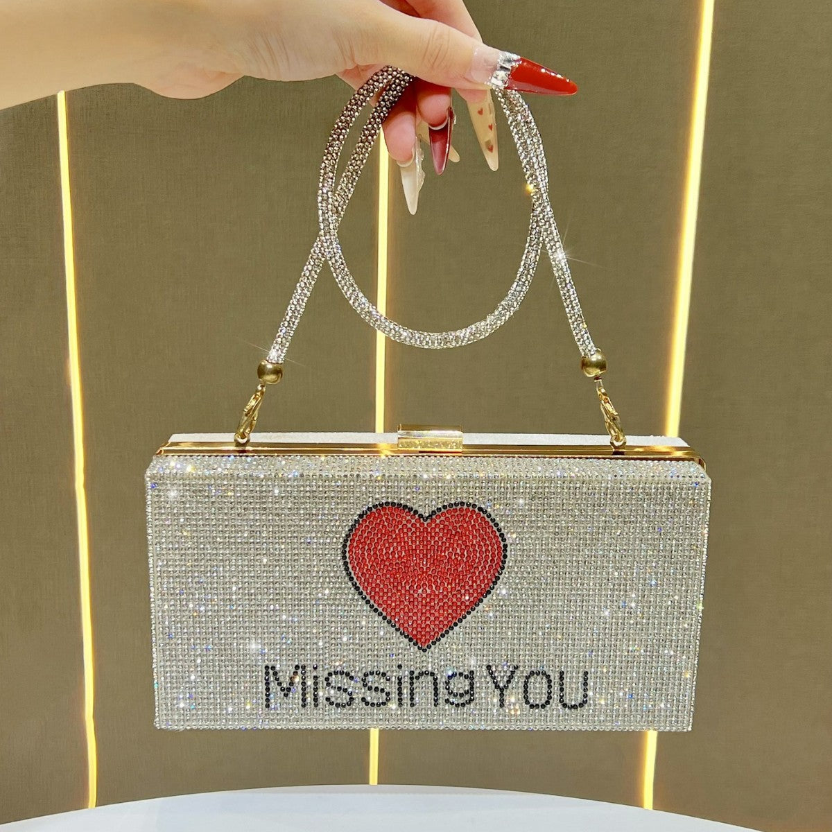 Rhinestone-beschichtete Clutch-Handtasche