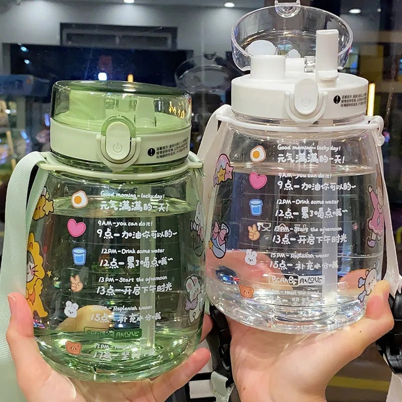Damen große Wasserflasche mit integrierter Skala und Freisprecheinrichtung Brehn