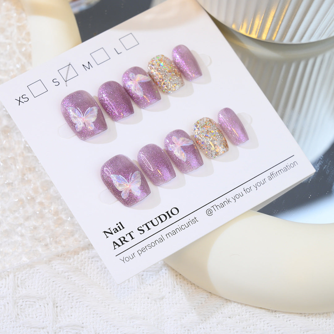 Glitzer Schmetterling Press-On Nagel Set Brehn