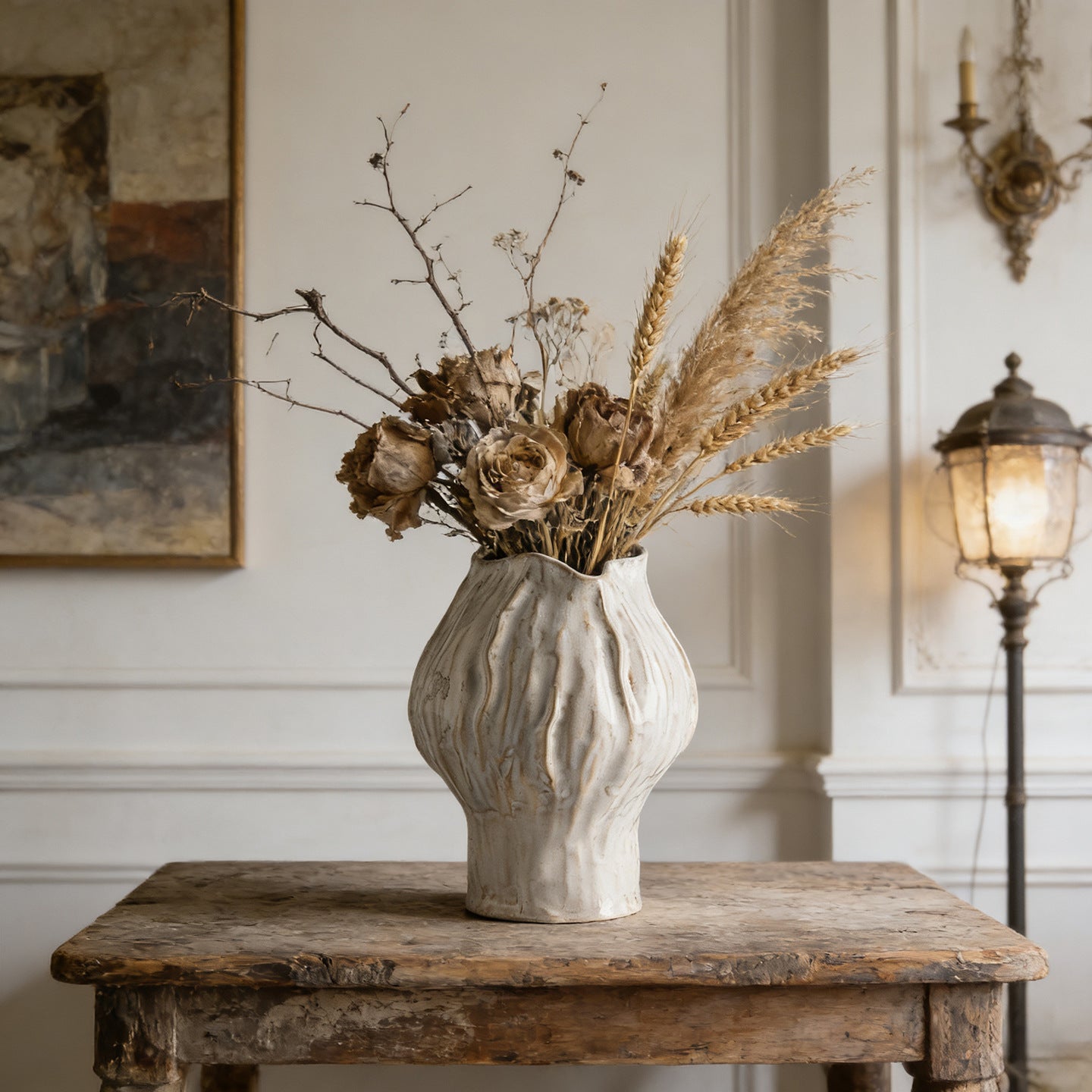 Handgemachte Texturierte Keramische Skulpturale Vase