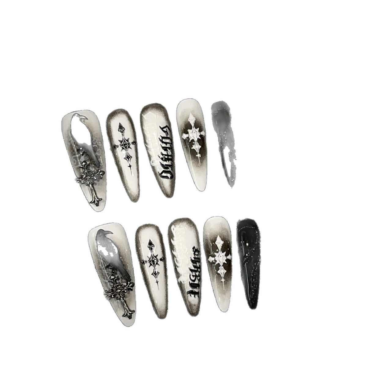 Gothic-inspiriertes Press-On-Nagelkunst-Set
