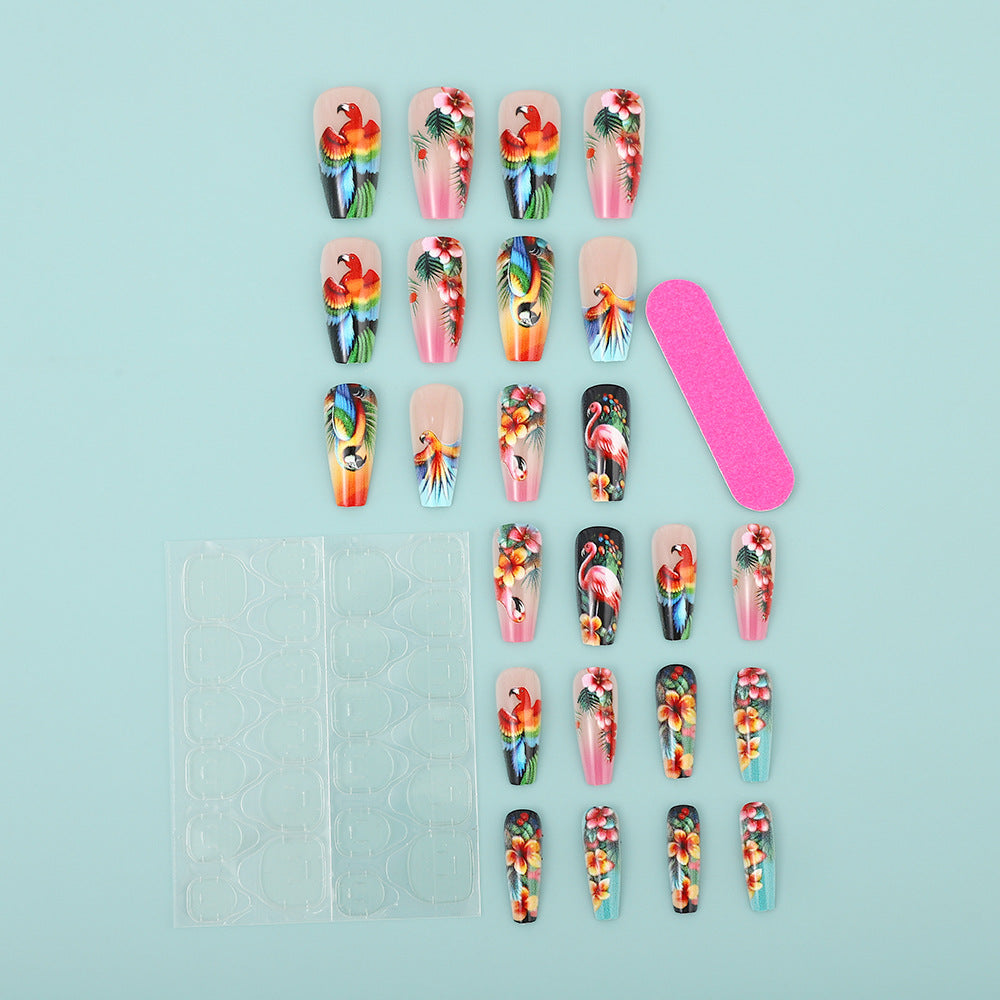 Kunstnägel Set mit tropischem Vogel-Design Brehn