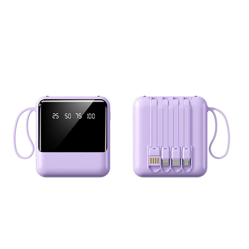 Tragbare Powerbank mit LED-Statusanzeige und integriertem Kabelsystem Brehn