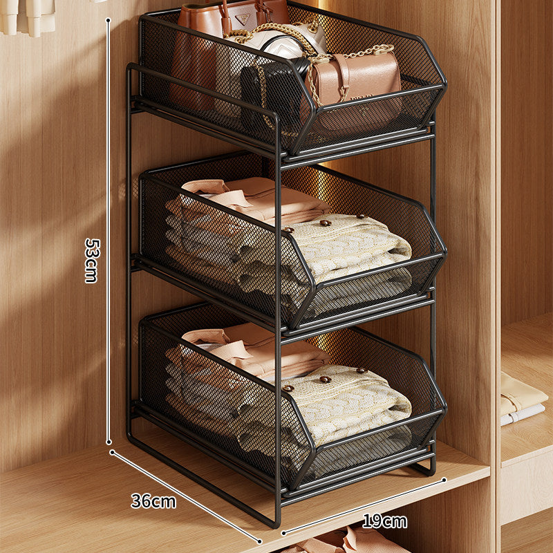 Doppel-Layer Metall-Mesh Ausziehbarer Kleiderschrank-Organizer für Handtaschen und gefaltete Kleidung